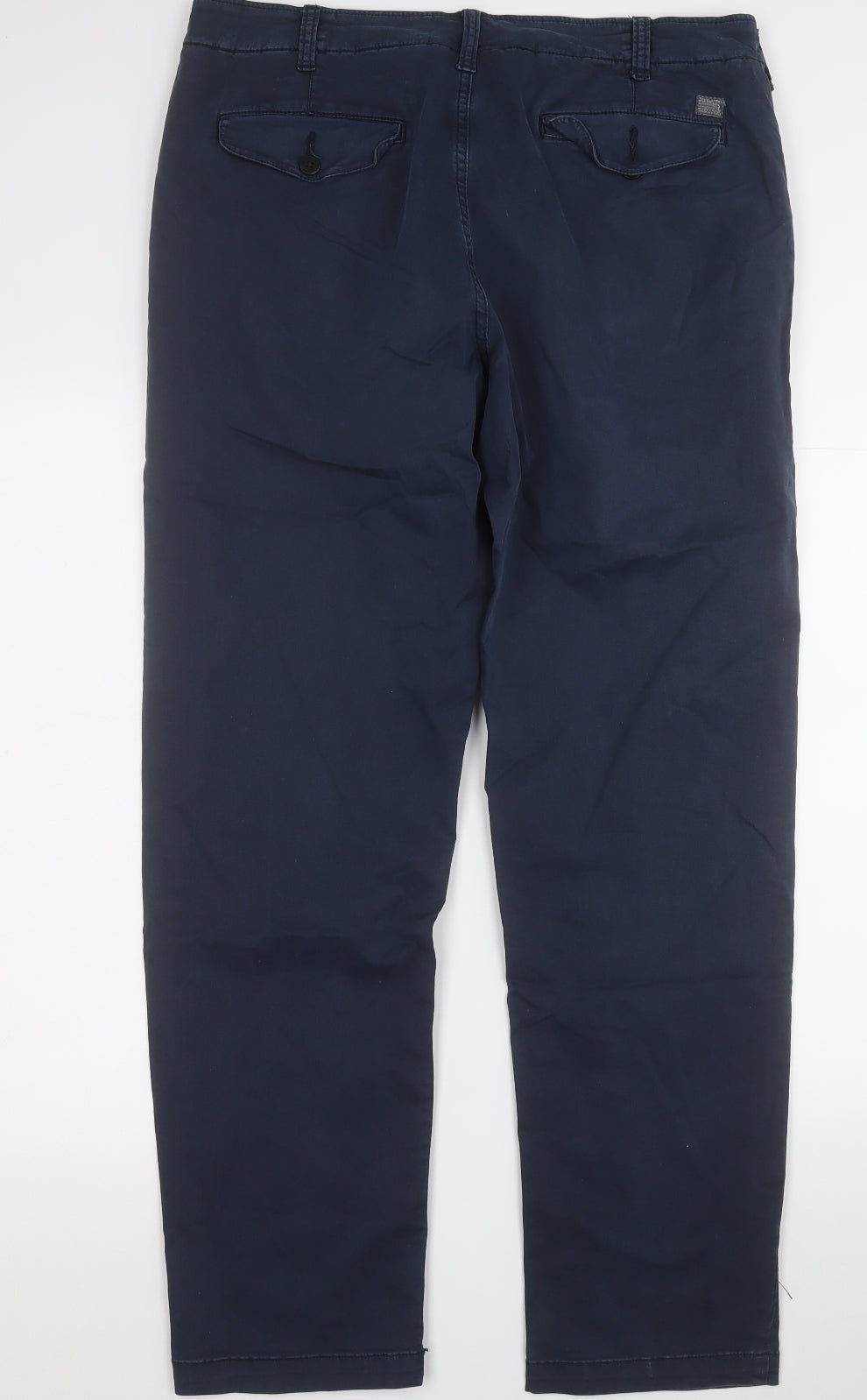 Marks and Spencer Mens Blue  Cotton Chino Trousers Size 34 L31 in Regular