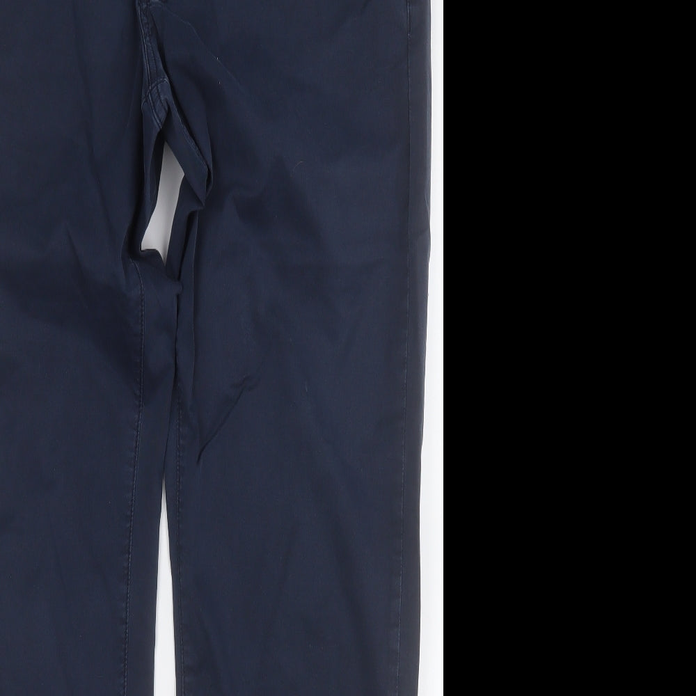 Marks and Spencer Mens Blue  Cotton Chino Trousers Size 34 L31 in Regular