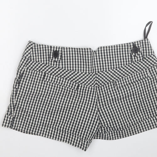 Denim & Co. Womens White Plaid Cotton Cargo Shorts Size 12  Regular