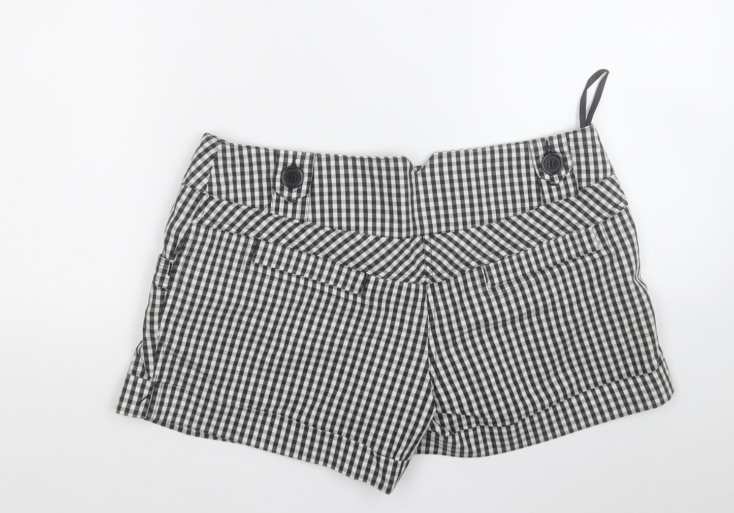 Denim & Co. Womens White Plaid Cotton Cargo Shorts Size 12  Regular