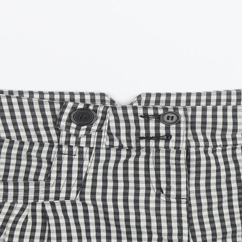 Denim & Co. Womens White Plaid Cotton Cargo Shorts Size 12  Regular