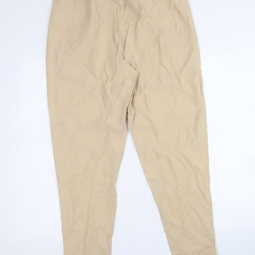 F&F Womens Beige  Viscose Trousers  Size 12 L24 in Regular