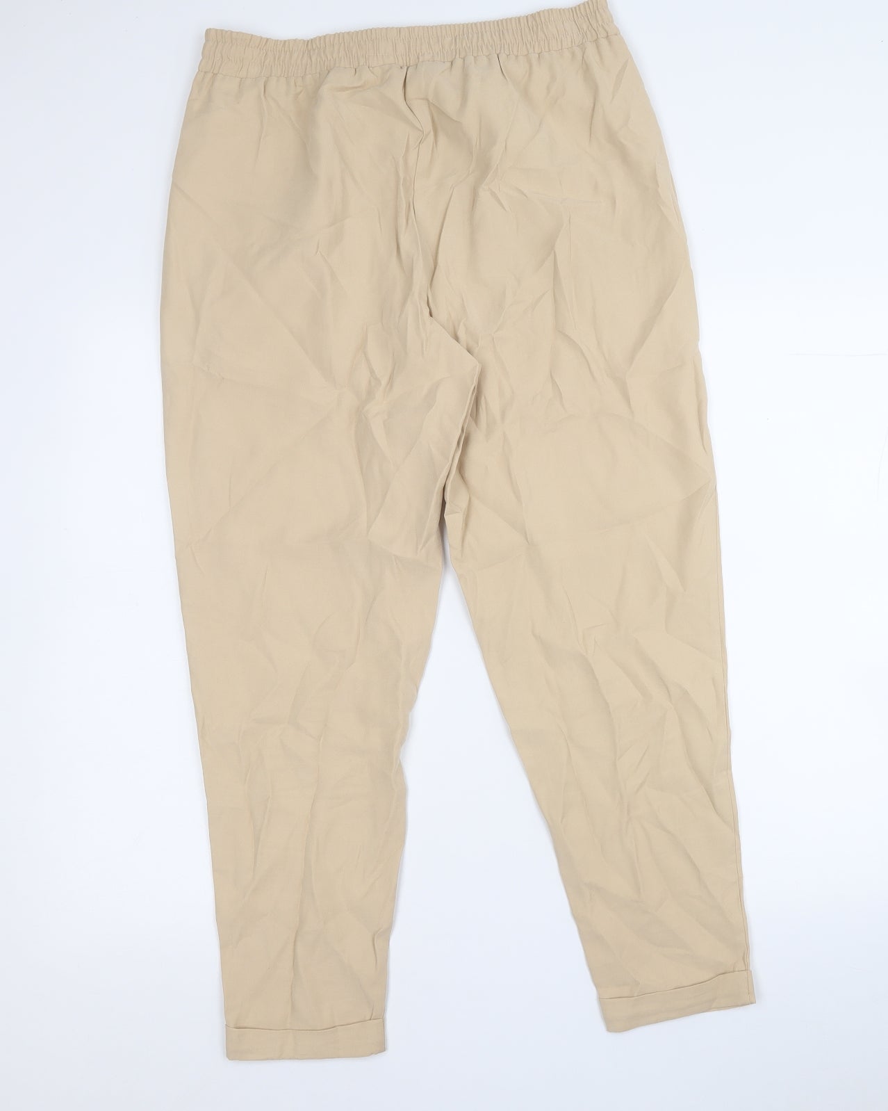 F&F Womens Beige  Viscose Trousers  Size 12 L24 in Regular