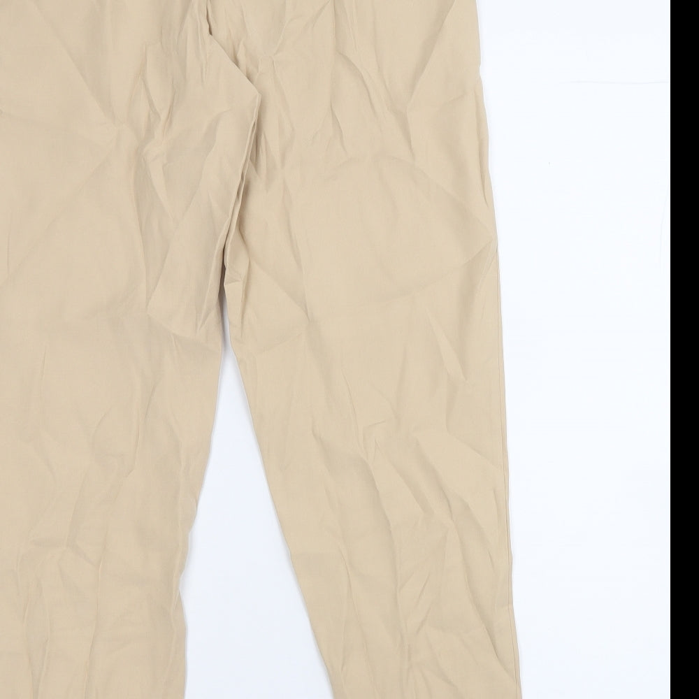 F&F Womens Beige  Viscose Trousers  Size 12 L24 in Regular