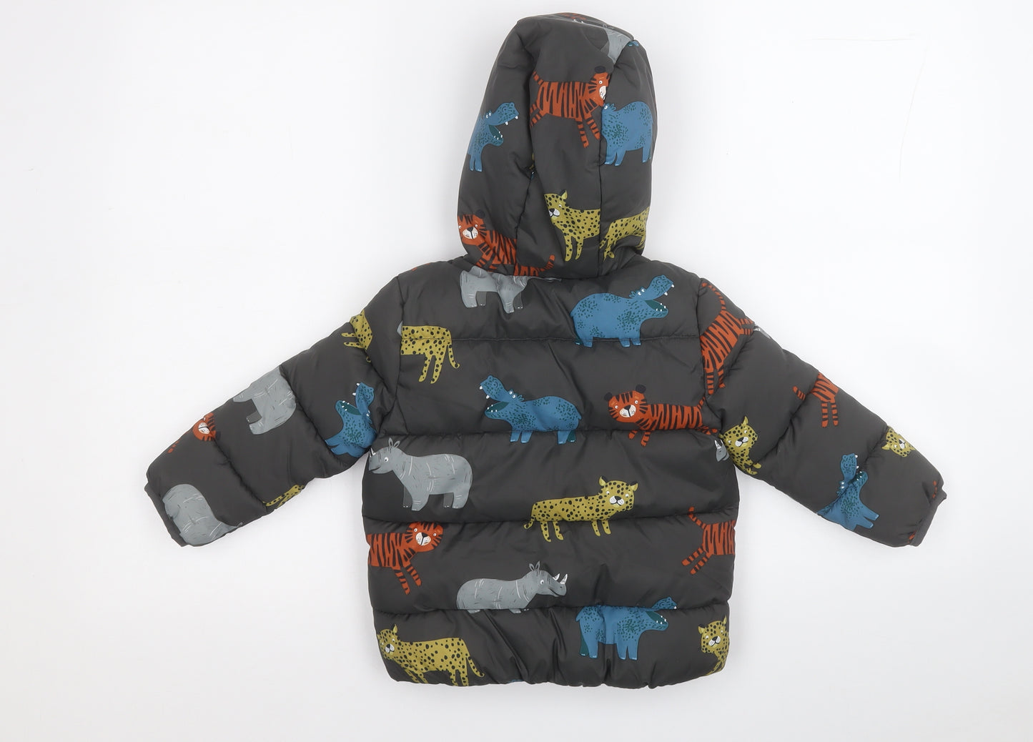 TU Boys Grey Geometric  Puffer Jacket Coat Size 18 Months    - Jungle Animals