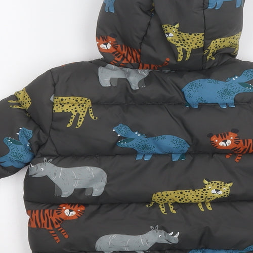 TU Boys Grey Geometric  Puffer Jacket Coat Size 18 Months    - Jungle Animals