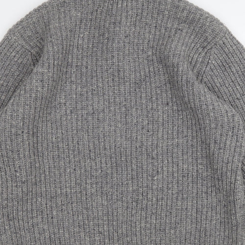 Marks and Spencer Mens Grey Mock Neck  Wool Pullover Jumper Size L