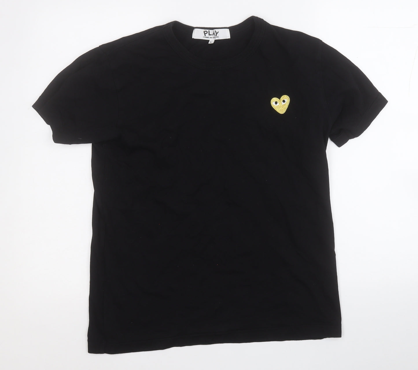 Junya Watanabe Comme des Garçons Womens Black  Cotton Basic Polo Size L Round Neck