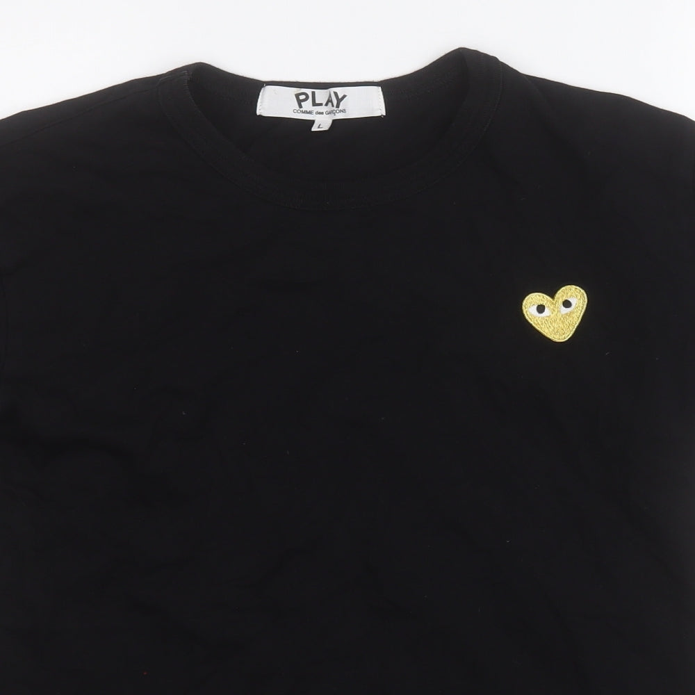 Junya Watanabe Comme des Garçons Womens Black  Cotton Basic Polo Size L Round Neck