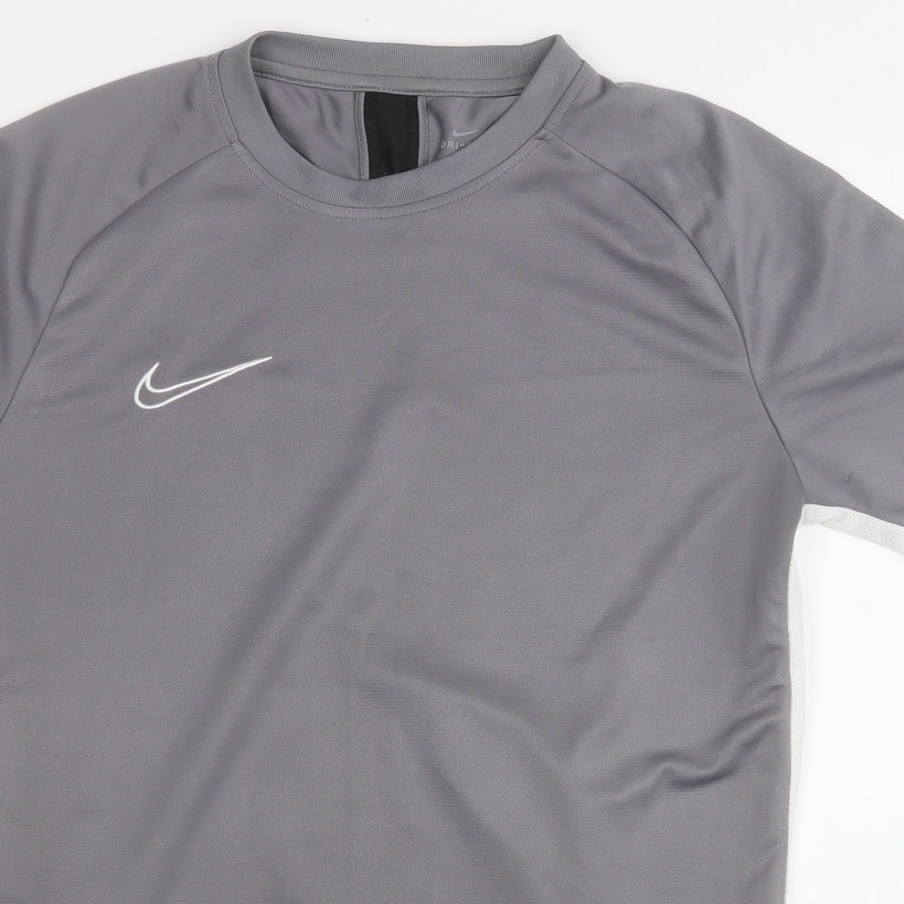 Nike Mens Grey  Polyester Pullover T-Shirt Size M Round Neck