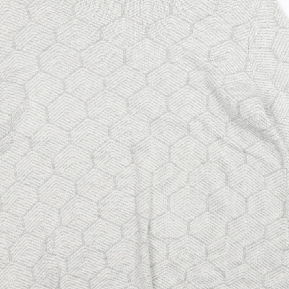 Love Knitwear Womens White Round Neck Geometric Viscose Pullover Jumper Size 14