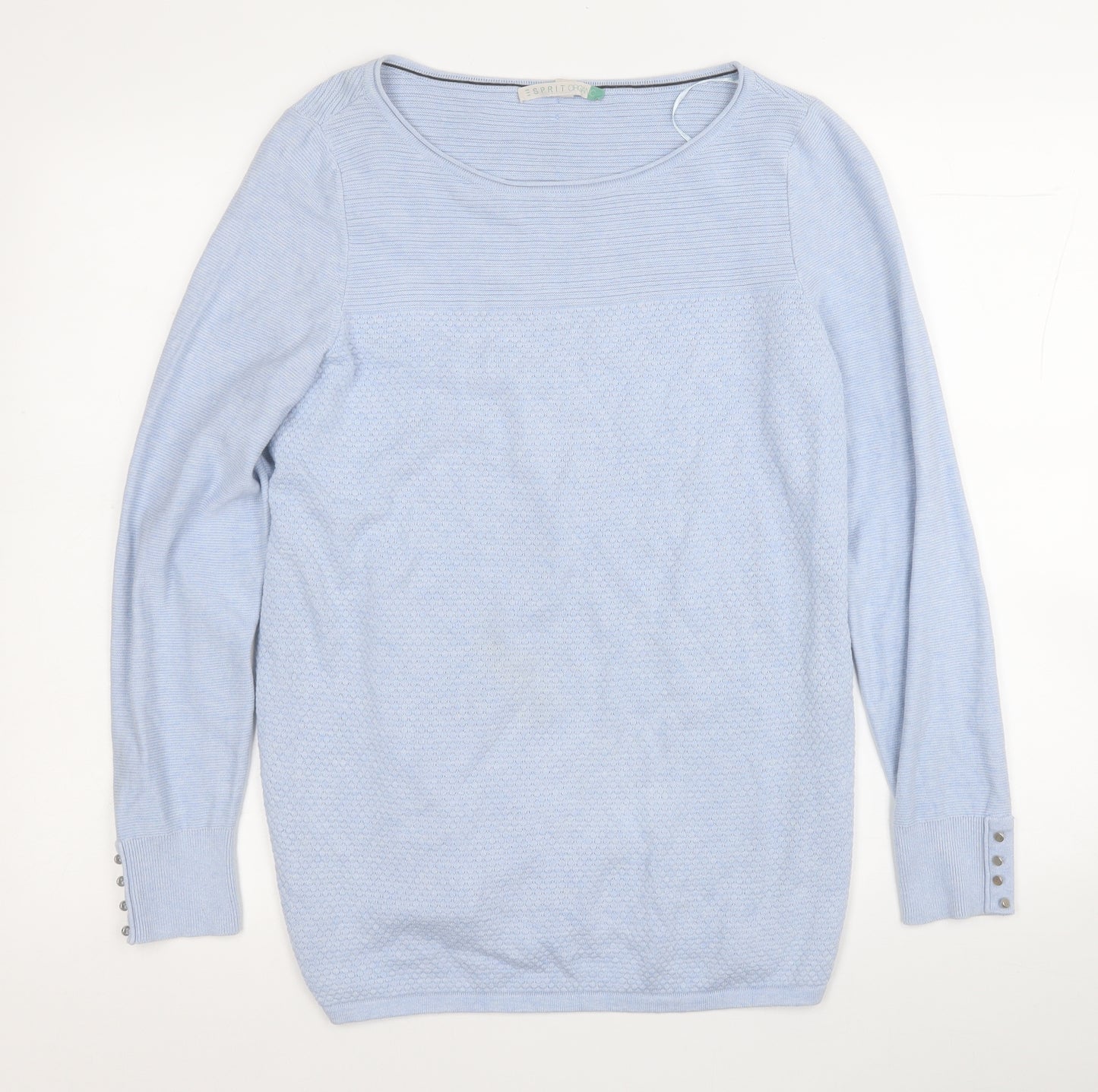 Spirit Organic Womens Blue Round Neck  Cotton Pullover Jumper Size L