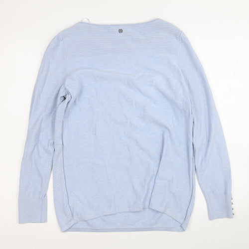 Spirit Organic Womens Blue Round Neck  Cotton Pullover Jumper Size L