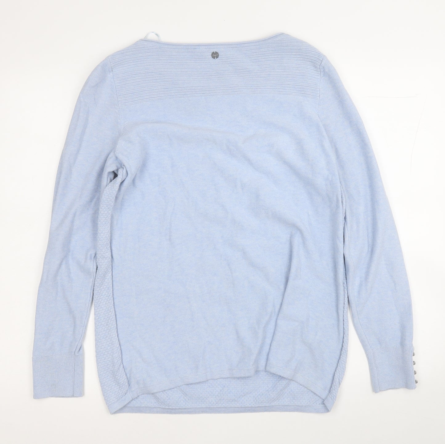 Spirit Organic Womens Blue Round Neck  Cotton Pullover Jumper Size L