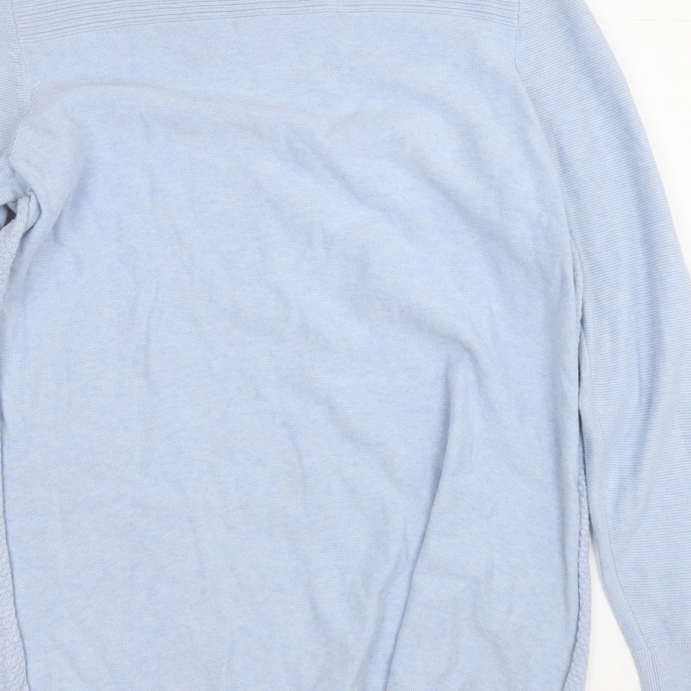 Spirit Organic Womens Blue Round Neck  Cotton Pullover Jumper Size L