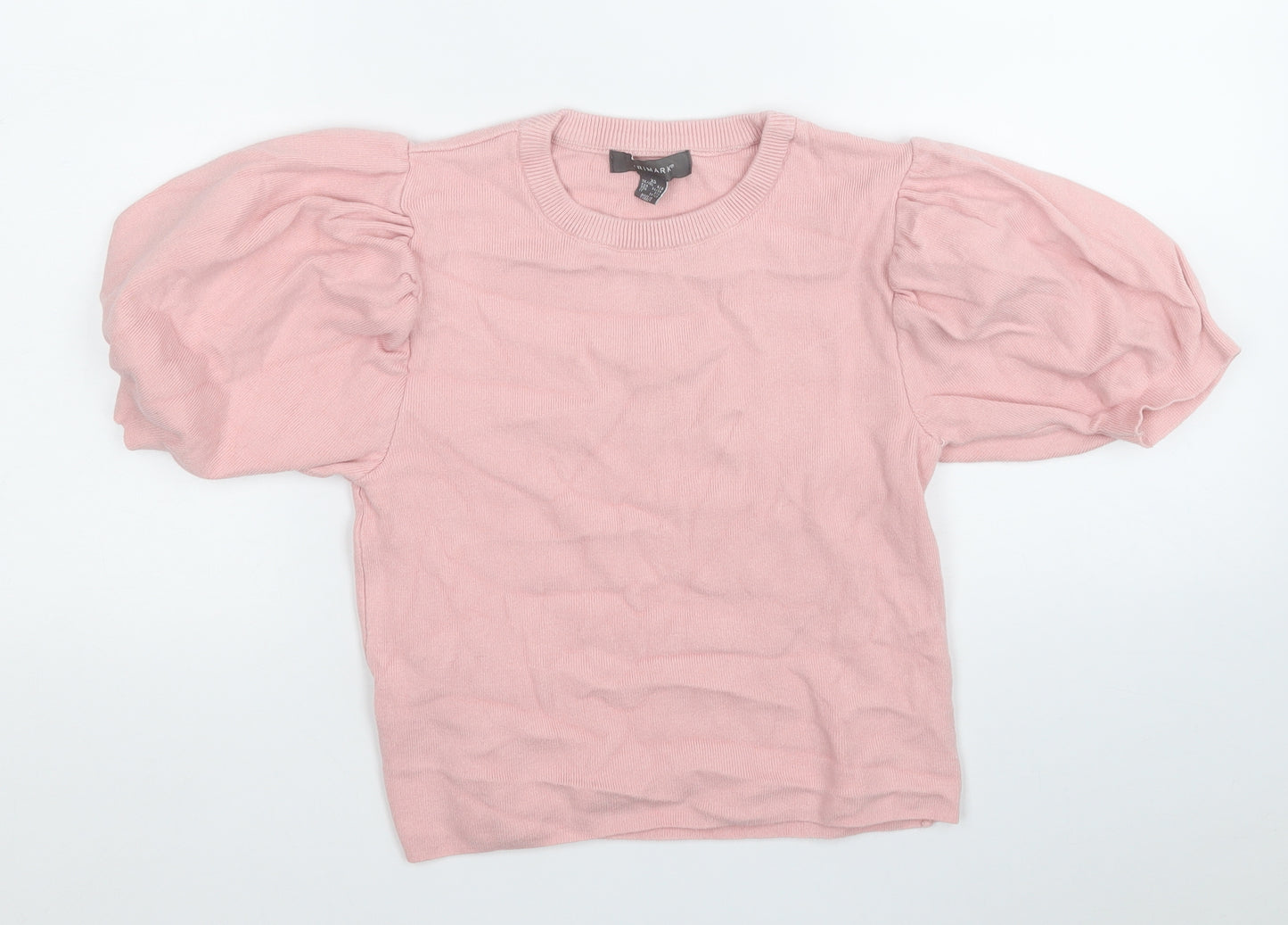 Primark Womens Pink  Viscose Basic T-Shirt Size 6 Round Neck