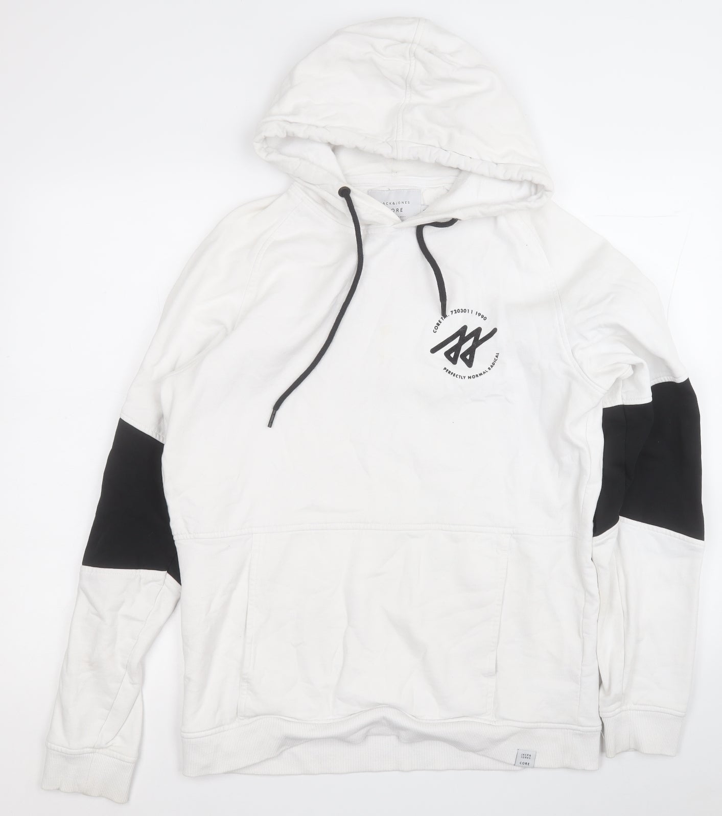 JACK & JONES Mens White  Cotton Pullover Hoodie Size L