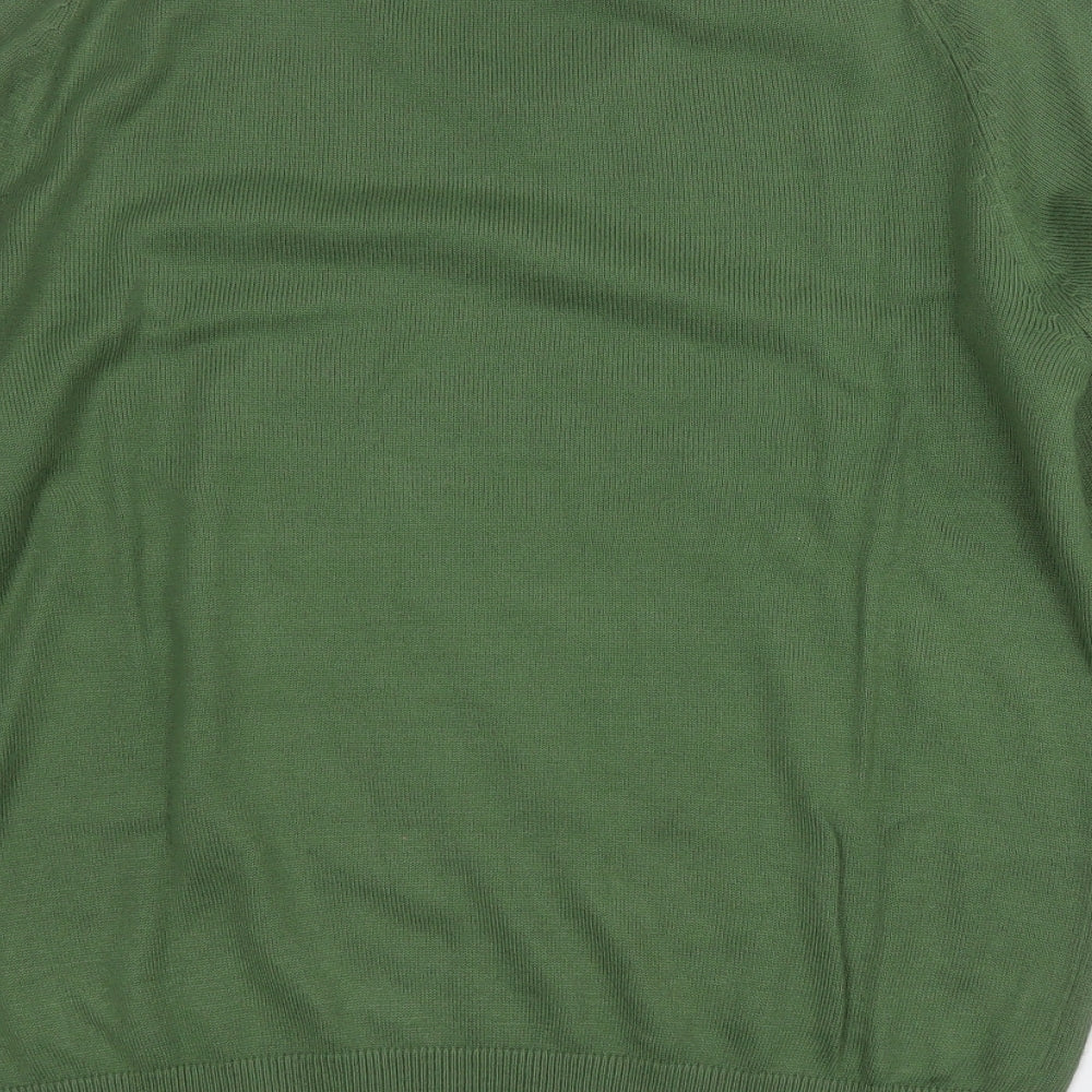 F&F Mens Green V-Neck  Acrylic Pullover Jumper Size M