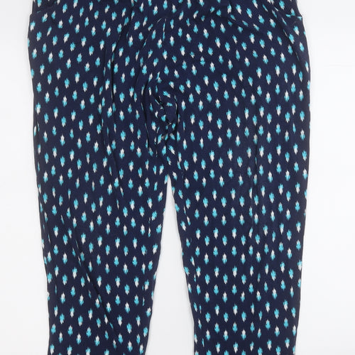 Bonmarché Womens Blue Geometric Viscose Jegging Trousers Size 12 L24 in Regular