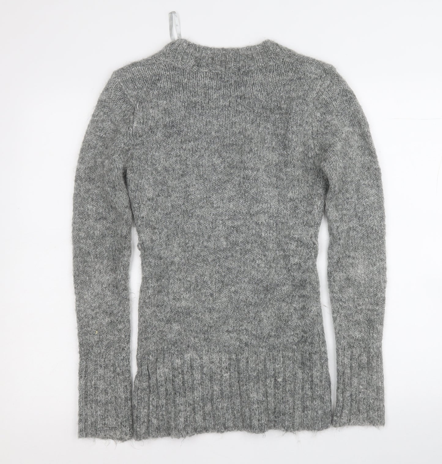 Jane Norman Womens Grey V-Neck  Acrylic Pullover Jumper Size 12