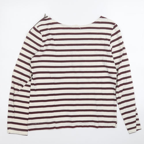 Linea Womens Purple Striped Cotton Basic Polo Size M Round Neck