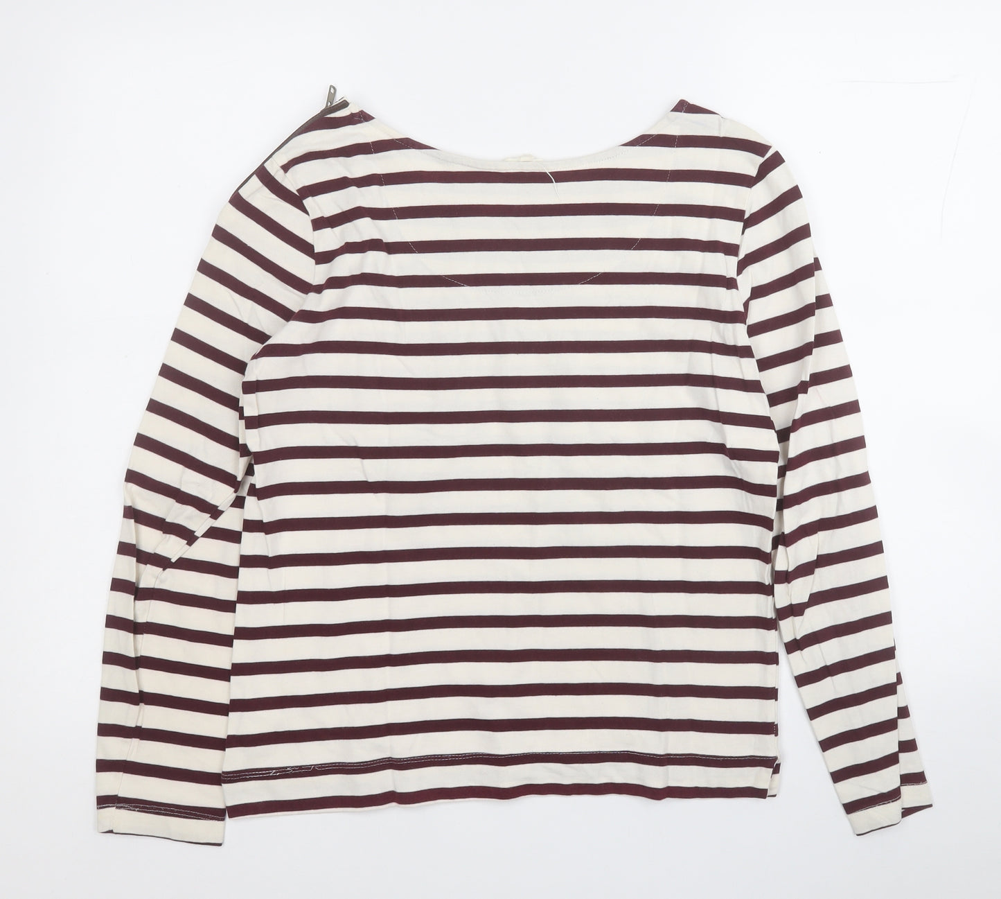 Linea Womens Purple Striped Cotton Basic Polo Size M Round Neck