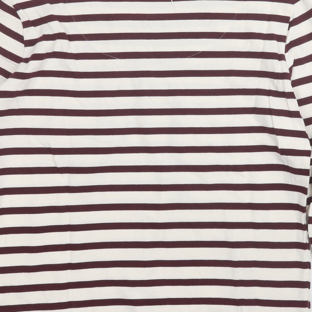 Linea Womens Purple Striped Cotton Basic Polo Size M Round Neck