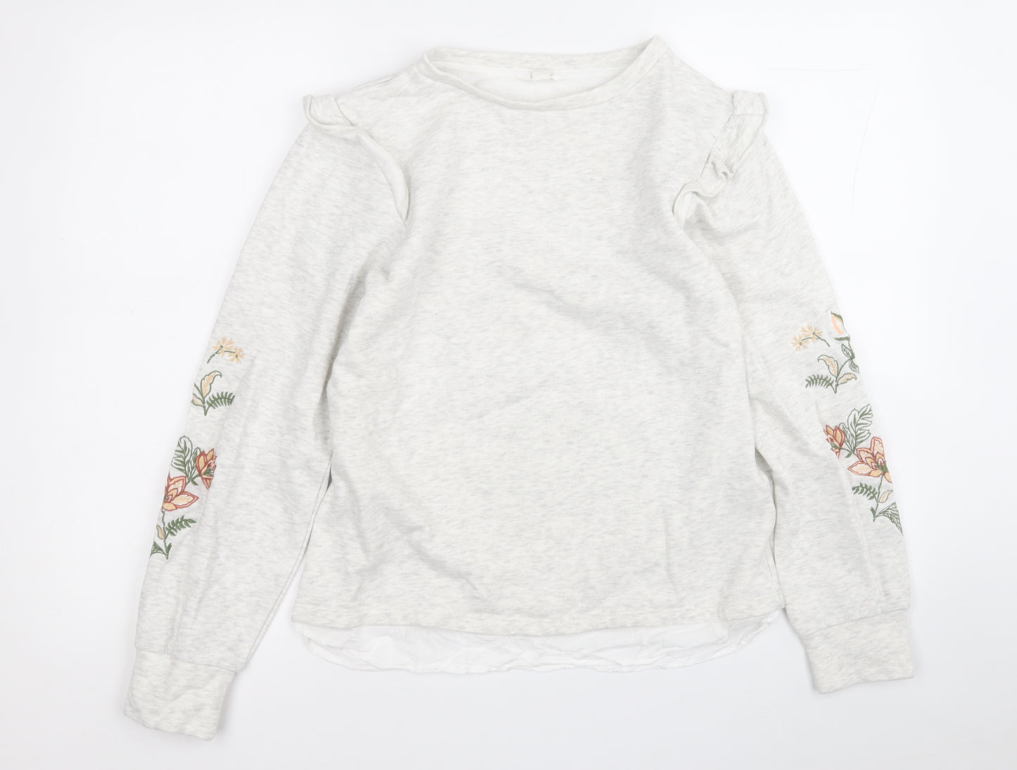 Springfield Womens Grey Round Neck  Cotton Henley Jumper Size S