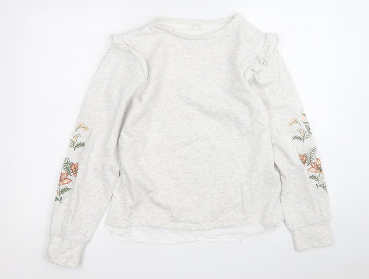Springfield Womens Grey Round Neck  Cotton Henley Jumper Size S
