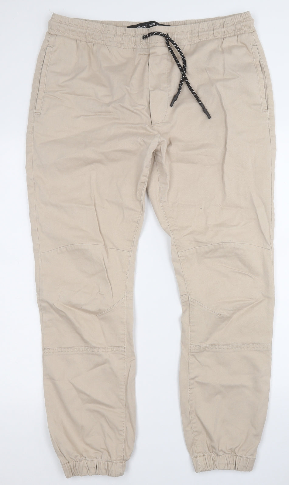 Denim & Co. Mens Beige  Cotton Jogger Trousers Size L L28 in Regular