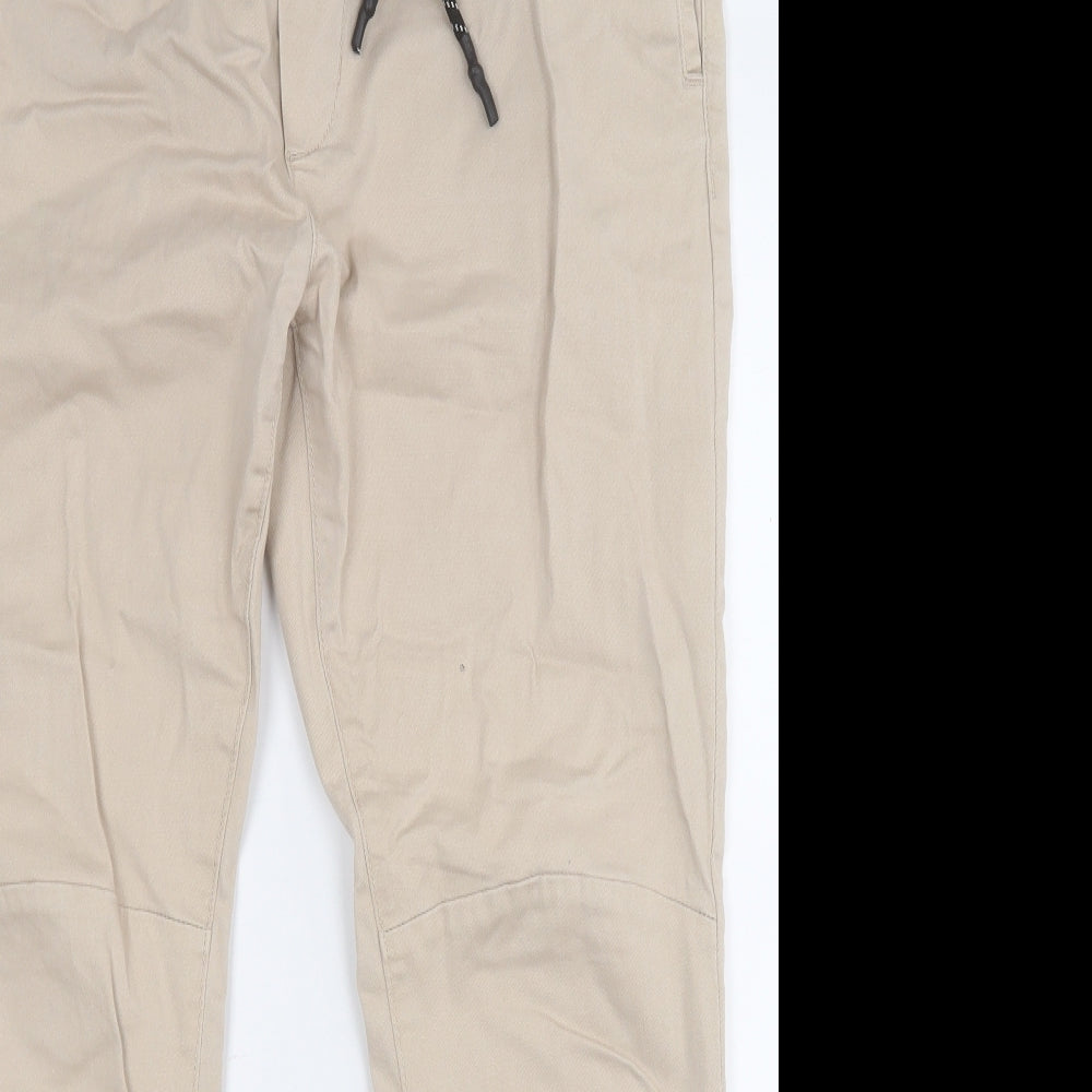 Denim & Co. Mens Beige  Cotton Jogger Trousers Size L L28 in Regular