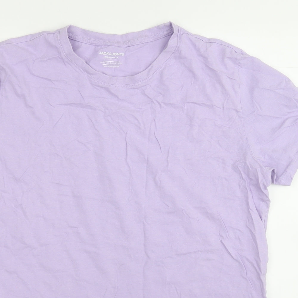JACK & JONES Mens Purple  Cotton  T-Shirt Size XL Round Neck