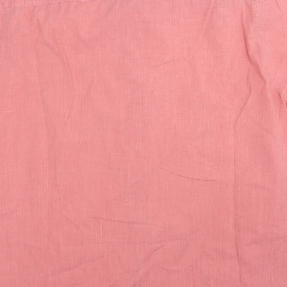 Atlantic Bay Mens Orange  Polyester  Button-Up Size L Collared