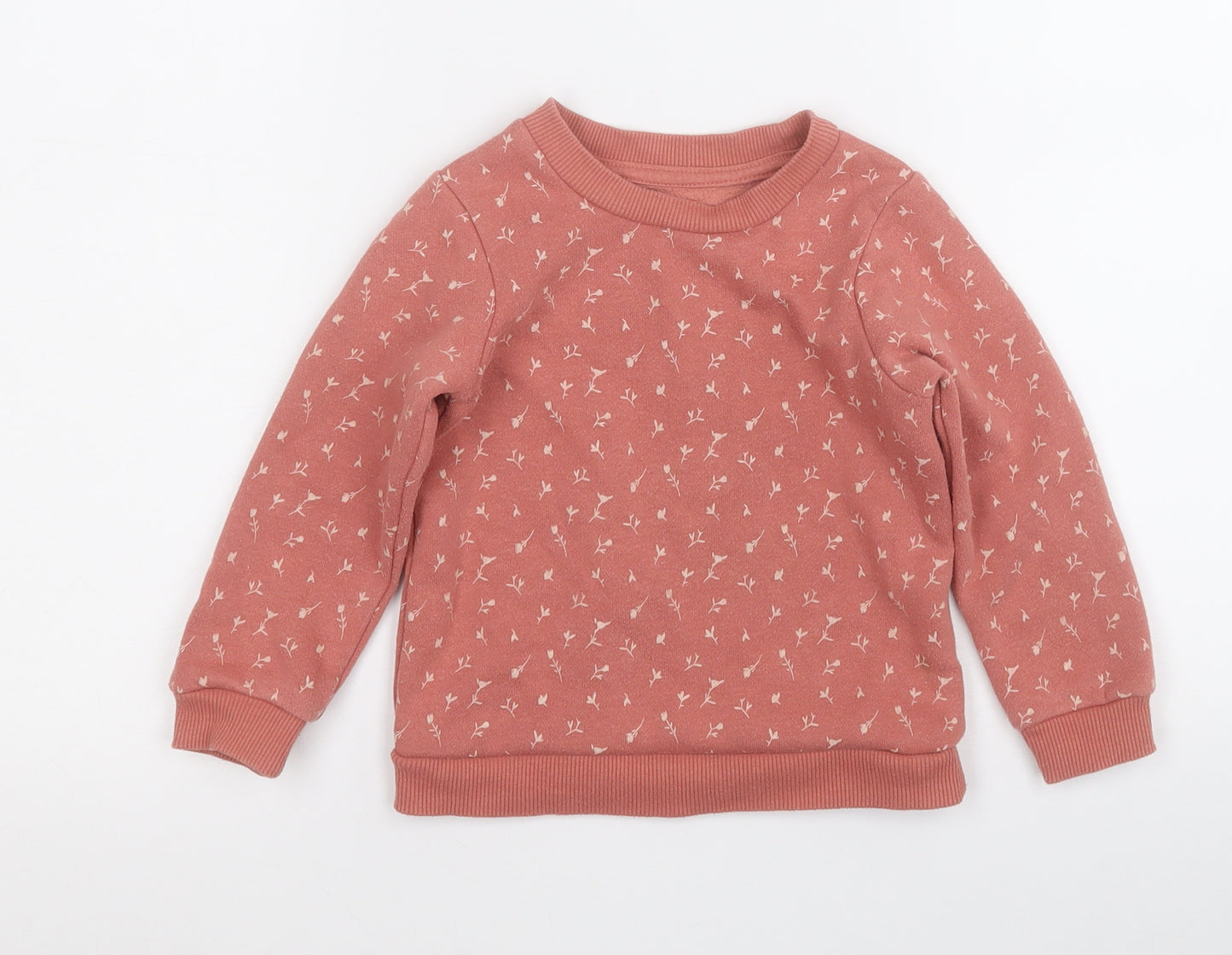 Primark Girls Red Geometric Cotton Pullover Sweatshirt Size 2-3 Years