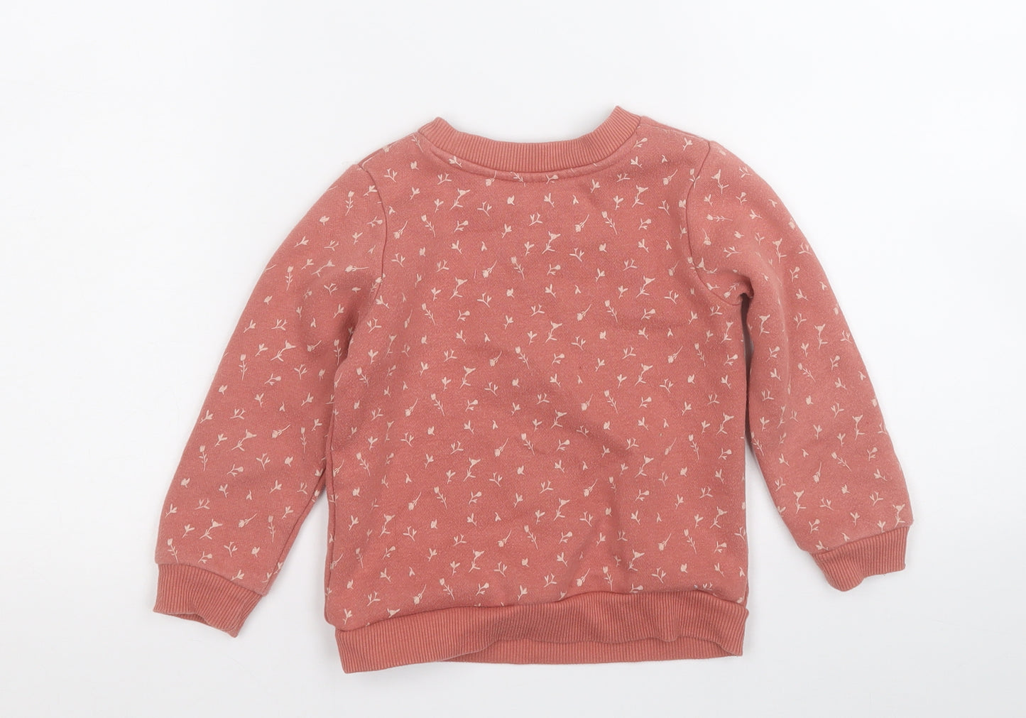 Primark Girls Red Geometric Cotton Pullover Sweatshirt Size 2-3 Years