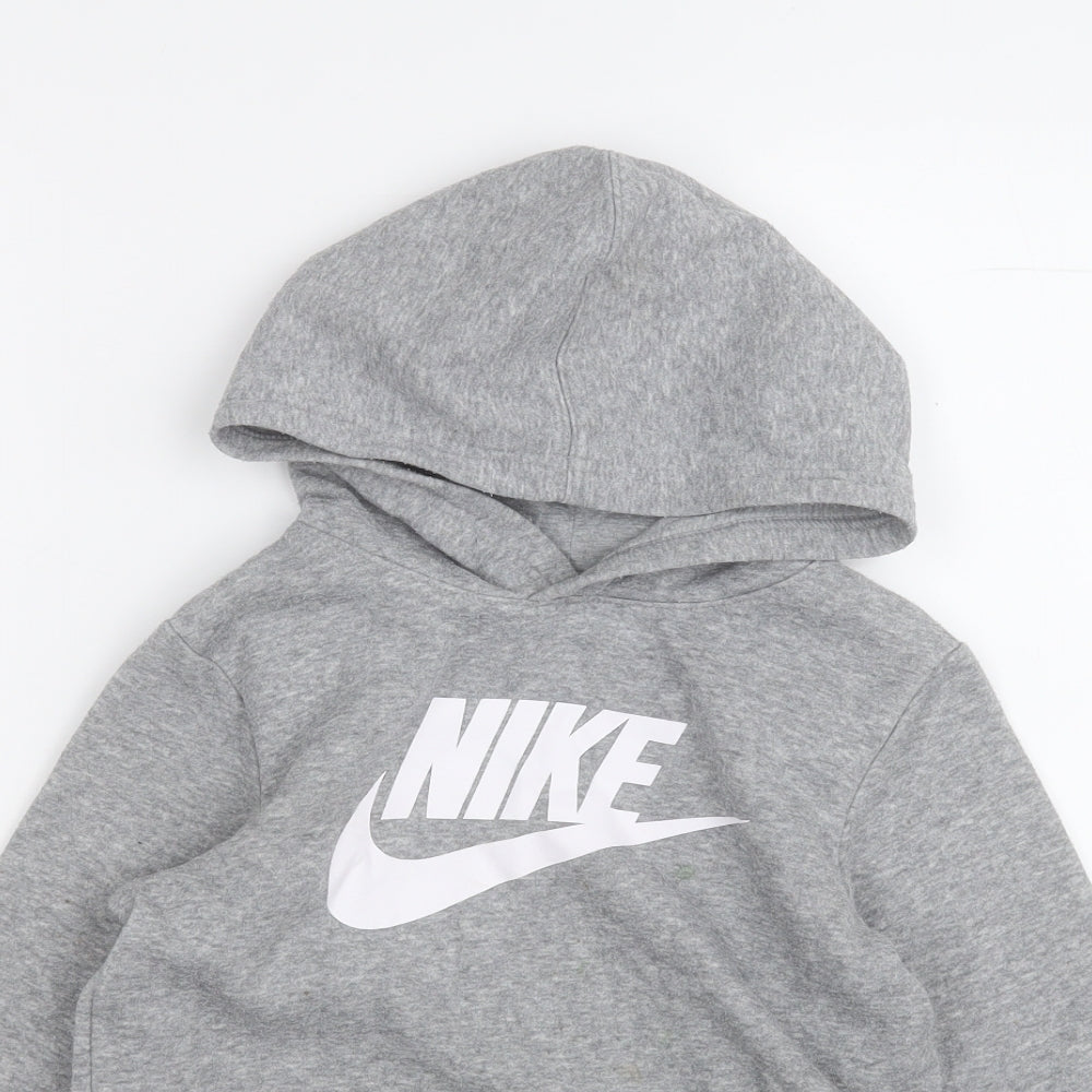 Nike Girls Grey  Cotton Pullover Hoodie Size 6-7 Years