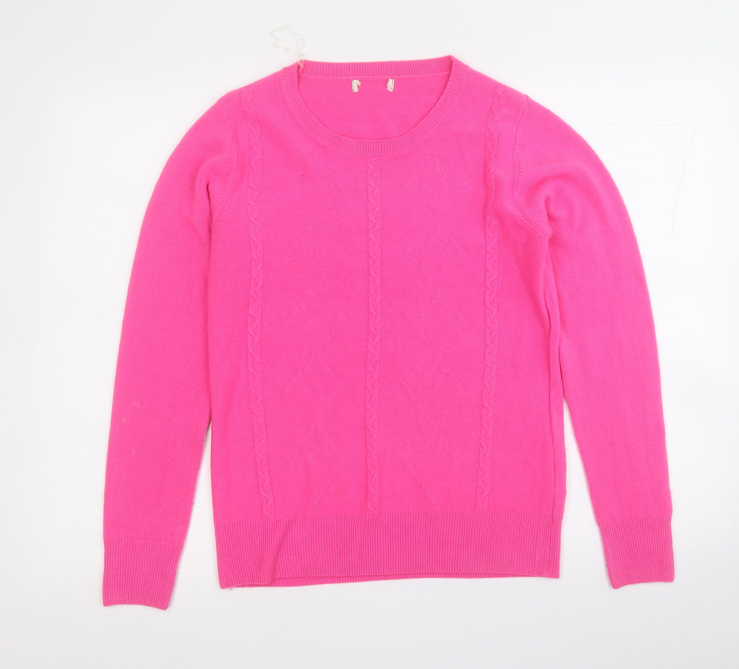 Preworn Womens Pink Round Neck  Acrylic Pullover Jumper Size S