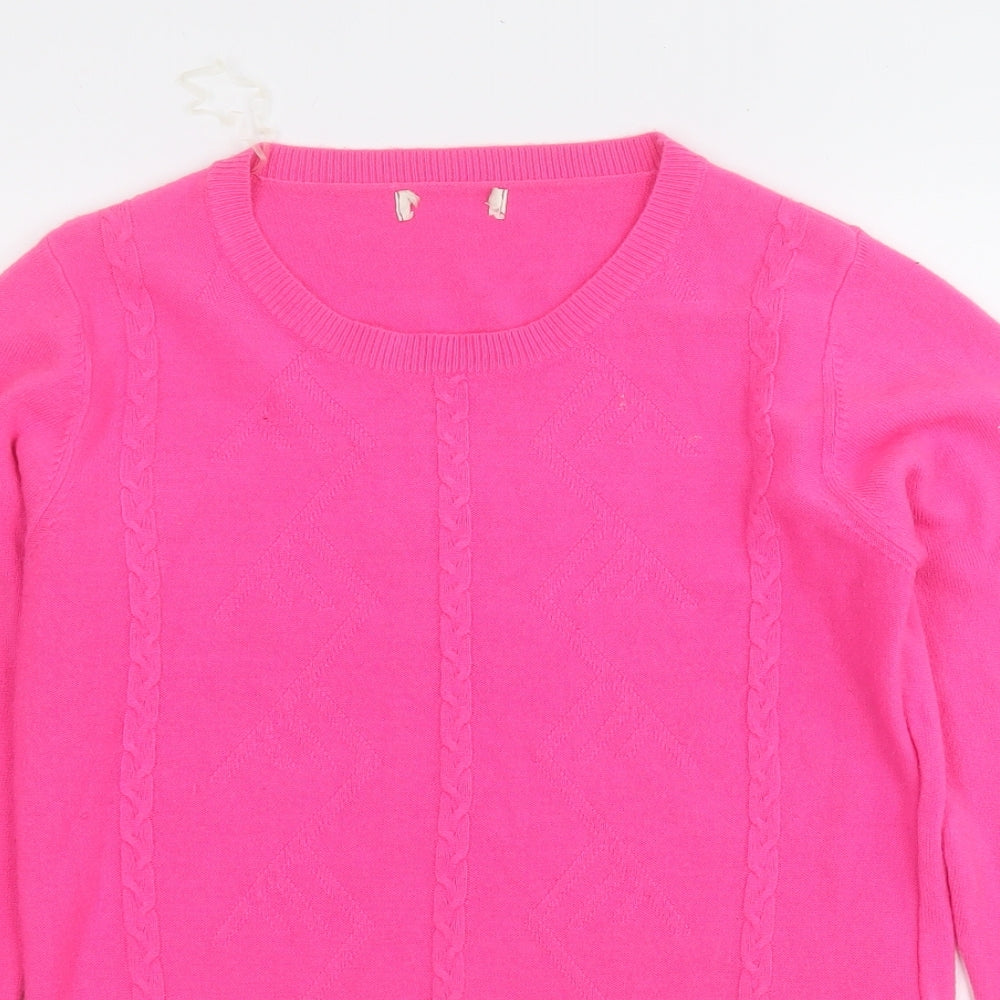 Preworn Womens Pink Round Neck  Acrylic Pullover Jumper Size S