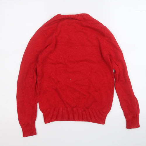 H&M Boys Red Round Neck  Cotton Pullover Jumper Size 8-9 Years   - Christmas Jumper