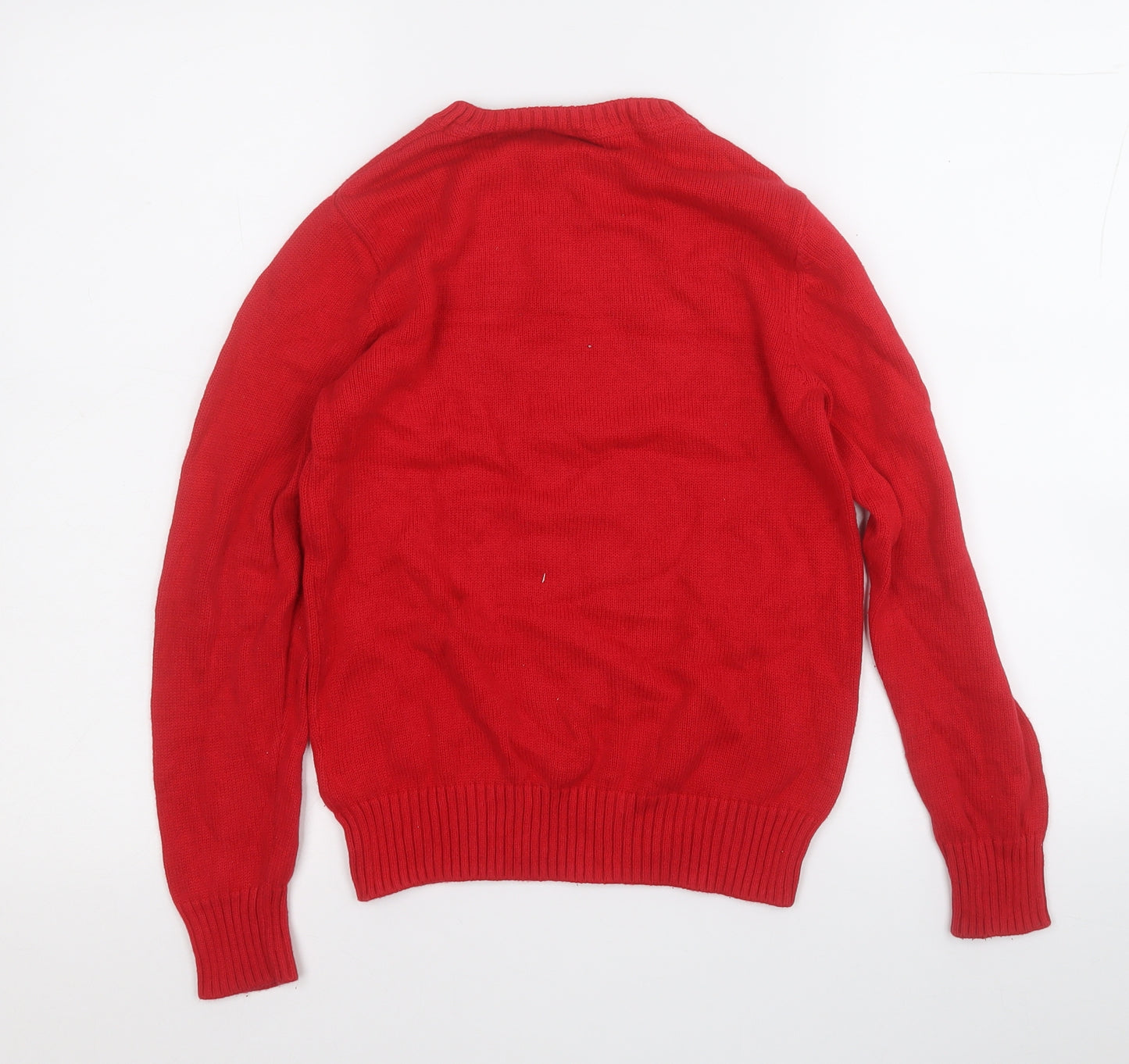 H&M Boys Red Round Neck  Cotton Pullover Jumper Size 8-9 Years   - Christmas Jumper