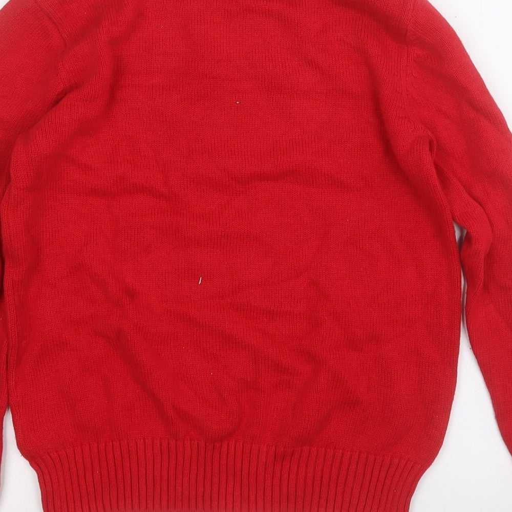 H&M Boys Red Round Neck  Cotton Pullover Jumper Size 8-9 Years   - Christmas Jumper