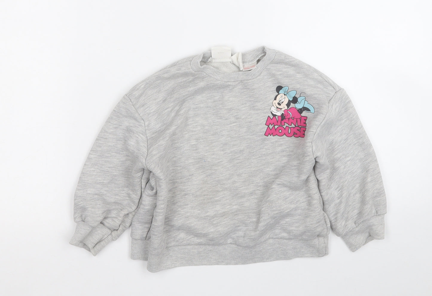 Zara Girls Grey  Polyester Pullover Jumper Size 18-24 Months   - Minnie Mouse