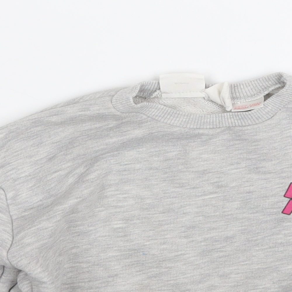 Zara Girls Grey  Polyester Pullover Jumper Size 18-24 Months   - Minnie Mouse