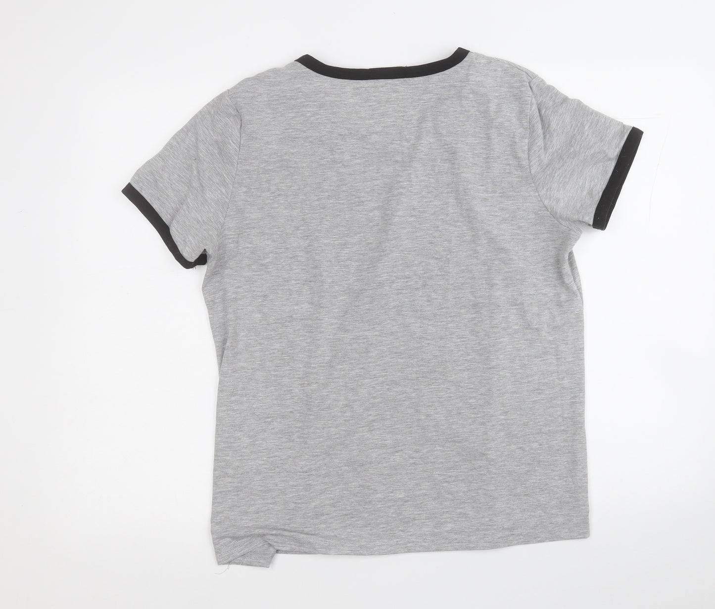 vlazom Womens Grey  Cotton Basic T-Shirt Size L Round Neck
