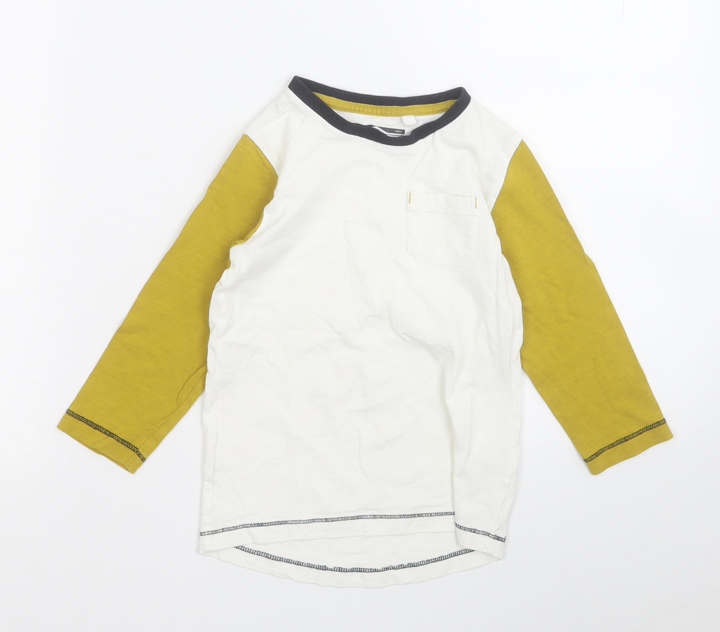 NEXT Boys White  Cotton Pullover T-Shirt Size 2 Years Round Neck
