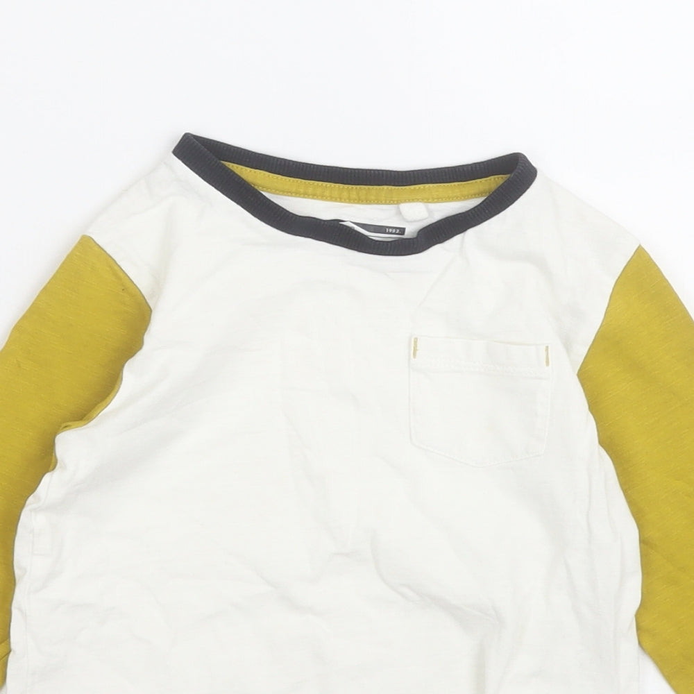 NEXT Boys White  Cotton Pullover T-Shirt Size 2 Years Round Neck
