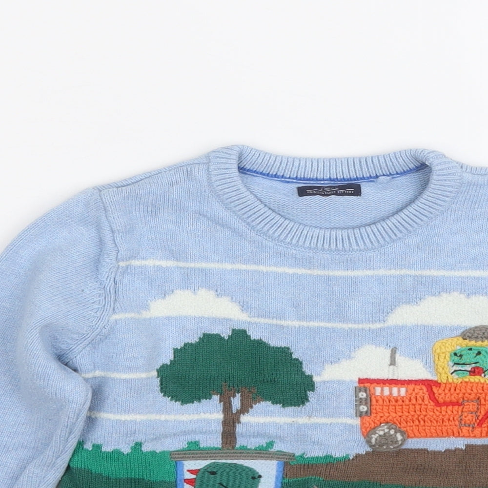 NEXT Boys Blue Round Neck  Cotton Pullover Jumper Size 3-4 Years   - Tractor Time