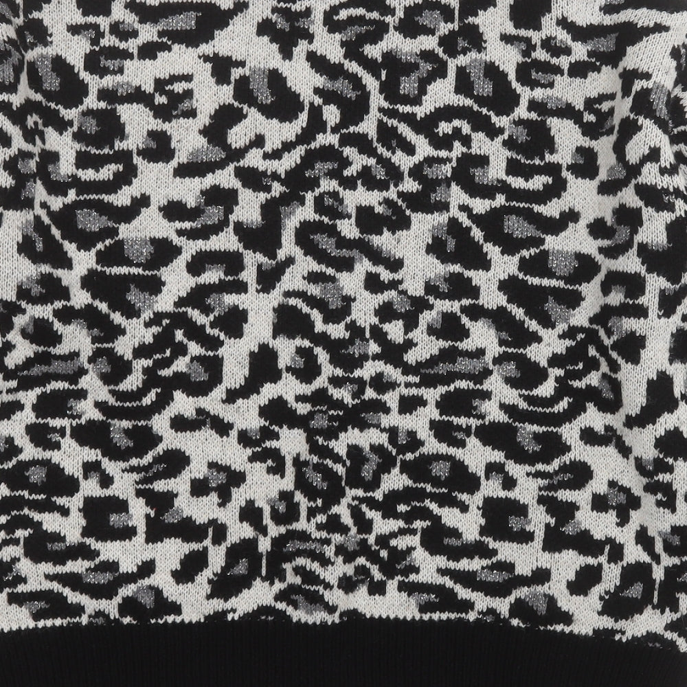 George Womens Black Round Neck Animal Print Acrylic Pullover Jumper Size 14