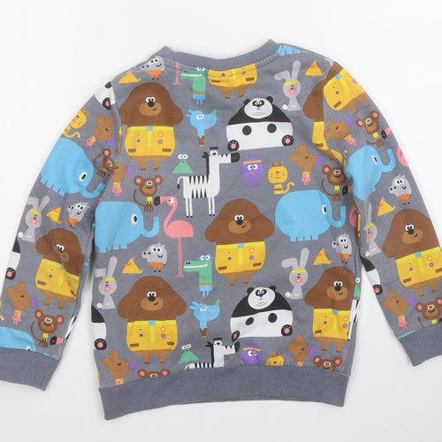 TU Boys Grey Geometric Cotton Pullover Sweatshirt Size 4-5 Years   - Jungle Zoo Animals