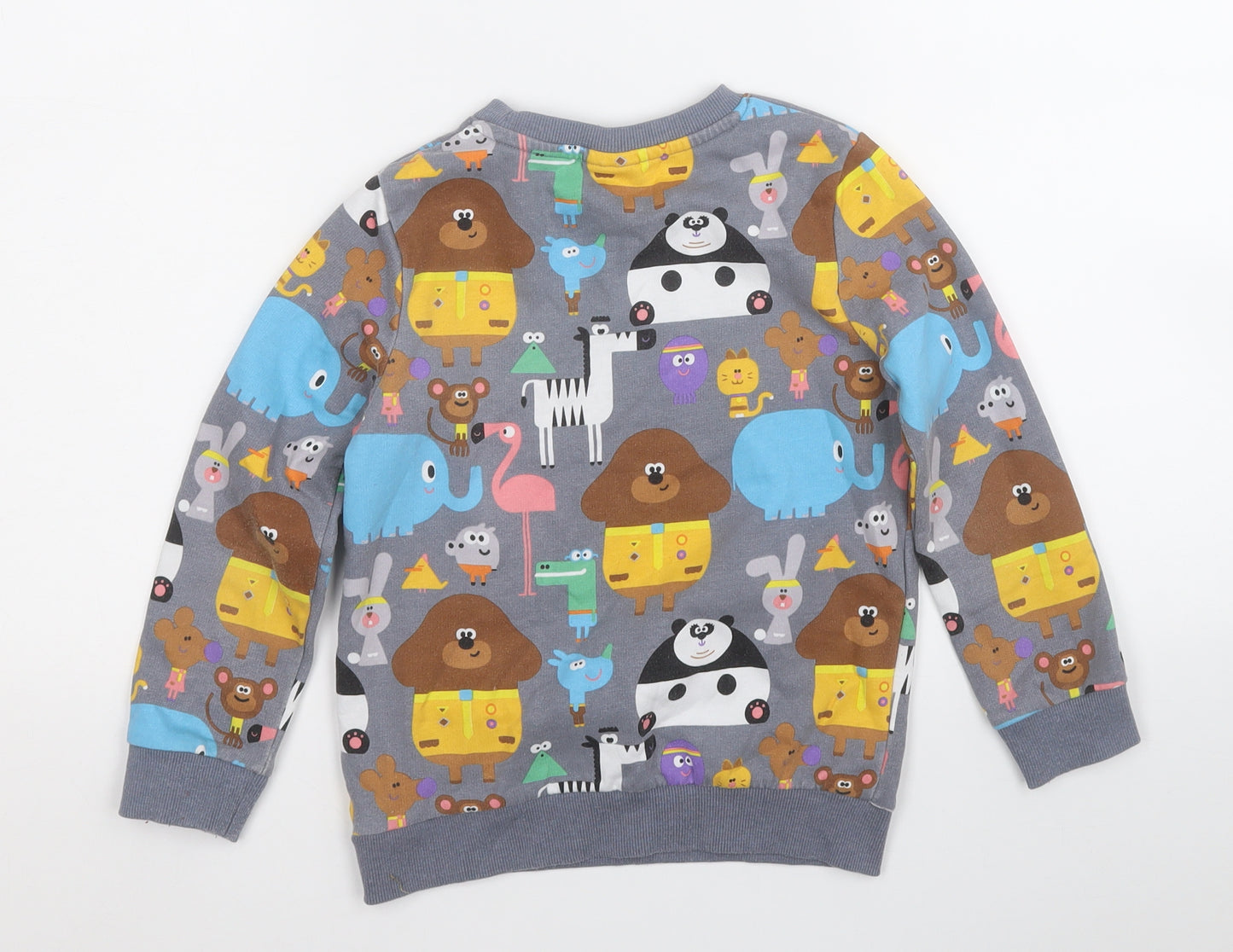 TU Boys Grey Geometric Cotton Pullover Sweatshirt Size 4-5 Years   - Jungle Zoo Animals